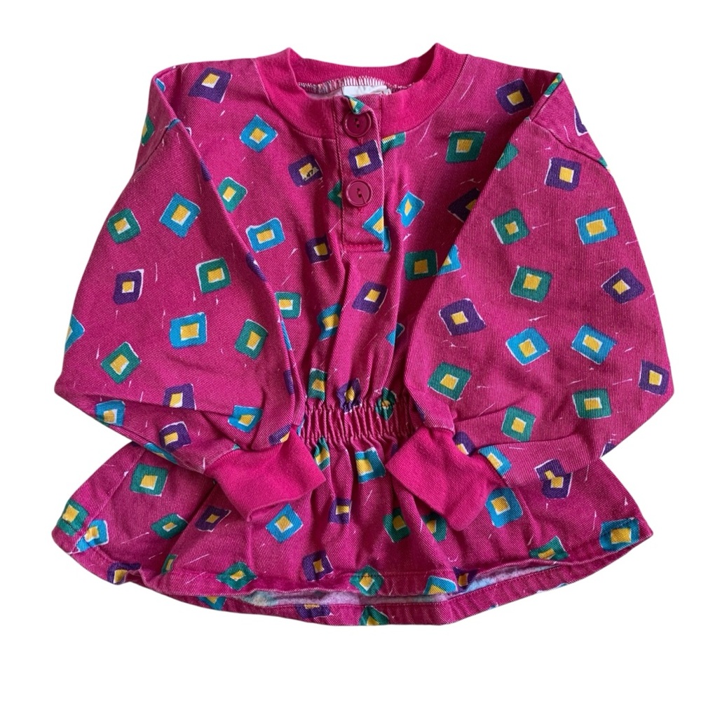VINTAGE | Kids Only Colorful Geometric Patterned Top with Elastic Waist Size XS